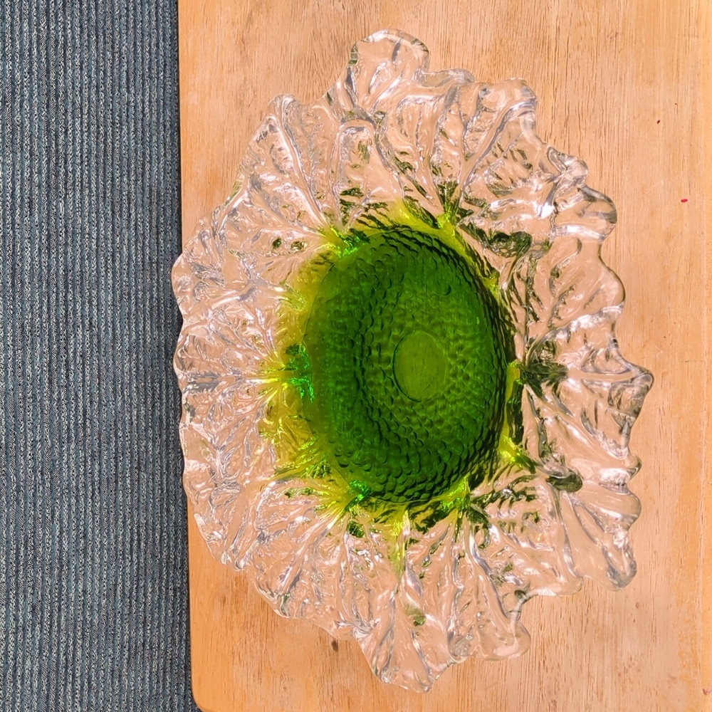 Humppila Finnish Glass Platter Signed, Designer Pertti Santalahti Vintage 1970s - Picture 2 of 12